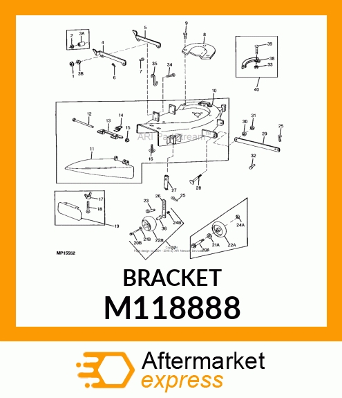 HINGE, HINGE, DISCHARGE CHUTE YEL M118888