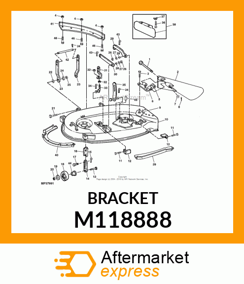 HINGE, HINGE, DISCHARGE CHUTE YEL M118888