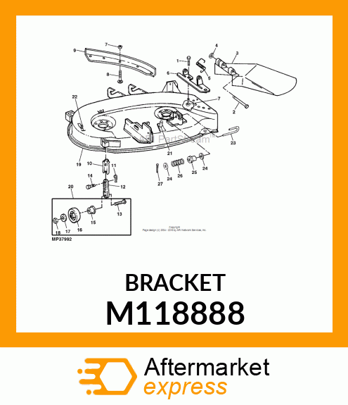 HINGE, HINGE, DISCHARGE CHUTE YEL M118888