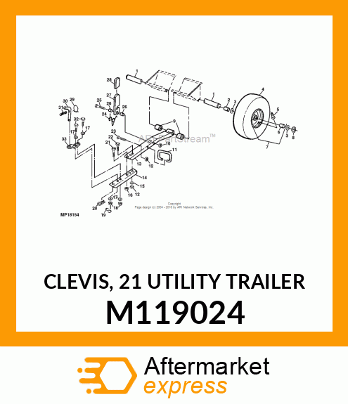 CLEVIS, 21 UTILITY TRAILER M119024