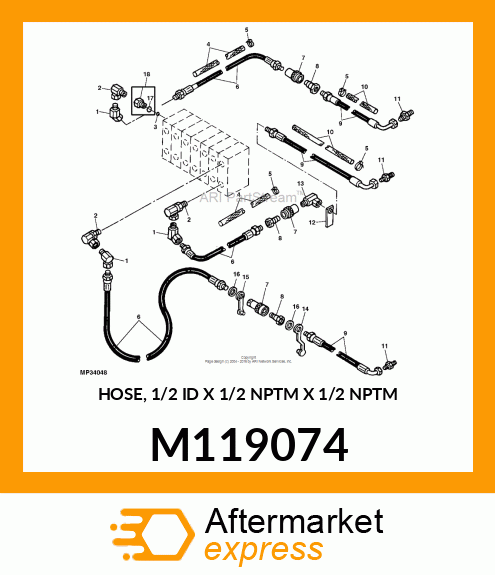 HOSE, 1/2 ID X 1/2 NPTM X 1/2 NPTM M119074