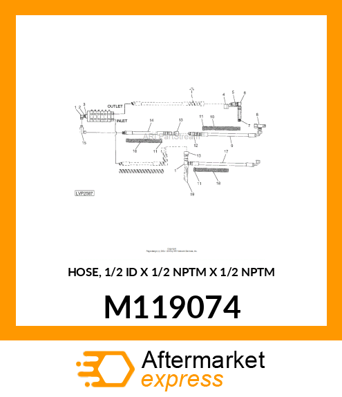 HOSE, 1/2 ID X 1/2 NPTM X 1/2 NPTM M119074