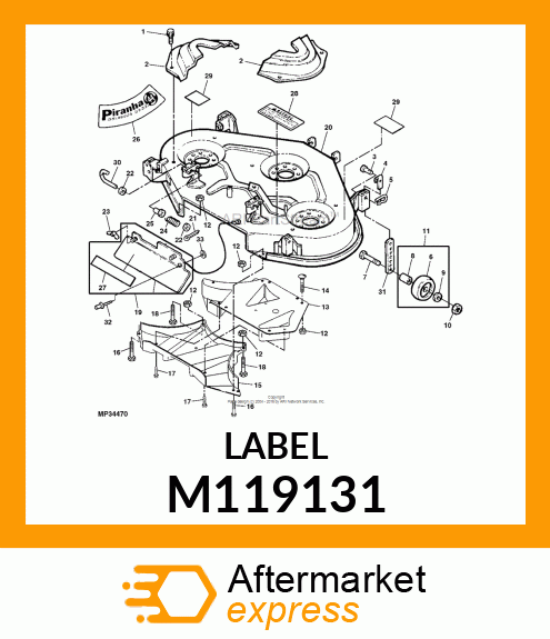 LABEL, LABEL, WARNING (DEFLECTOR) M119131