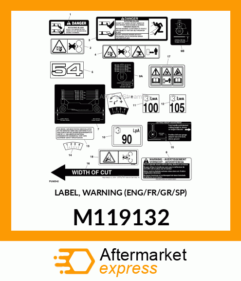 LABEL, WARNING (ENG/FR/GR/SP) M119132