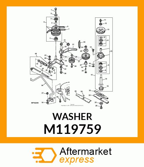 WASHER, BLADE (44" DECK) M119759