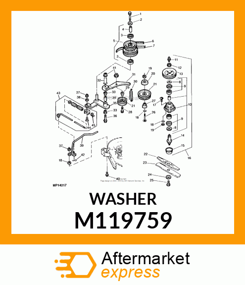 WASHER, BLADE (44" DECK) M119759