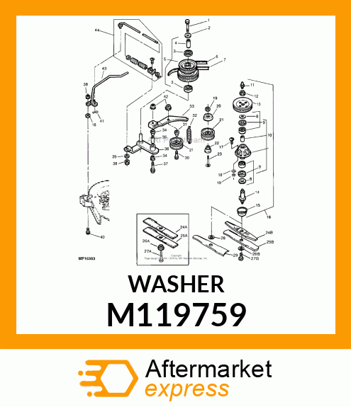 WASHER, BLADE (44" DECK) M119759