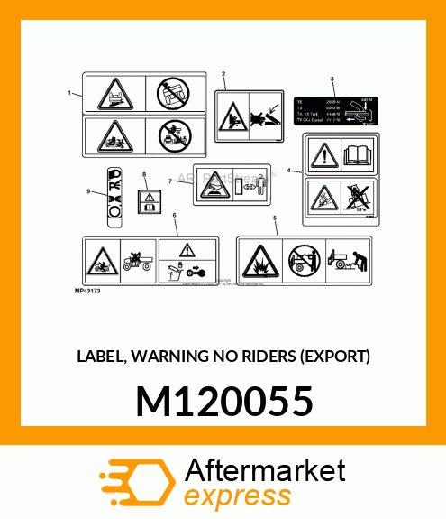 LABEL, WARNING NO RIDERS (EXPORT) M120055