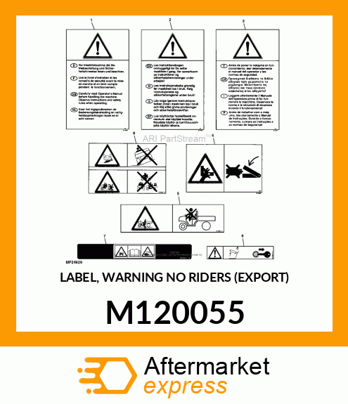 LABEL, WARNING NO RIDERS (EXPORT) M120055