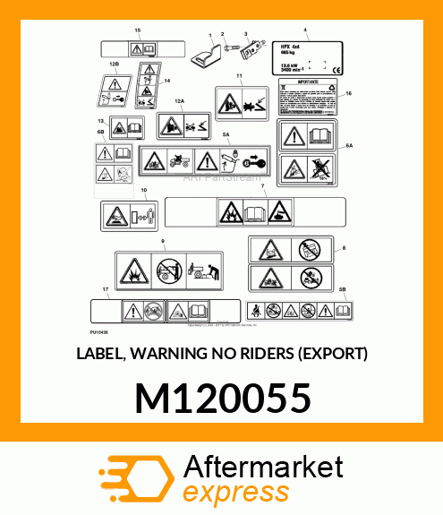 LABEL, WARNING NO RIDERS (EXPORT) M120055