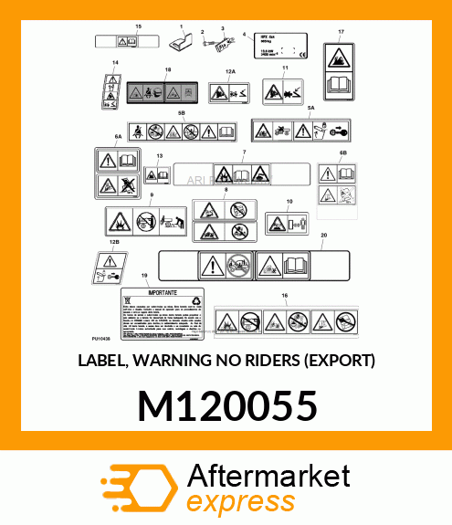 LABEL, WARNING NO RIDERS (EXPORT) M120055