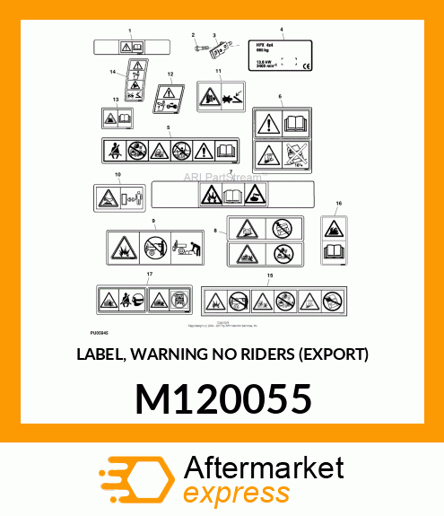 LABEL, WARNING NO RIDERS (EXPORT) M120055