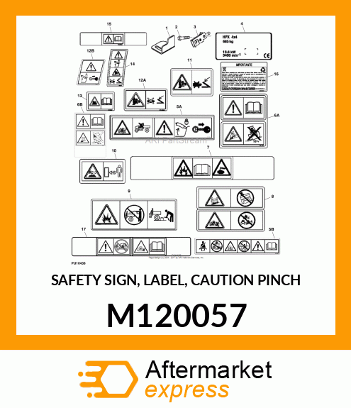 SAFETY SIGN, LABEL, CAUTION PINCH M120057