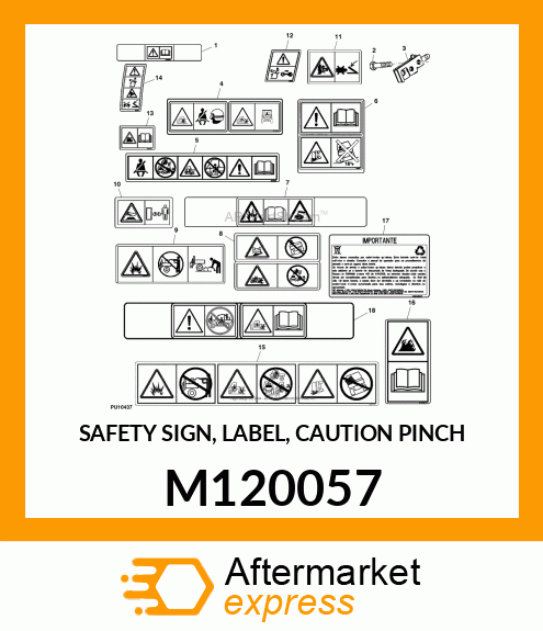 SAFETY SIGN, LABEL, CAUTION PINCH M120057