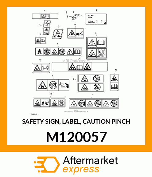 SAFETY SIGN, LABEL, CAUTION PINCH M120057