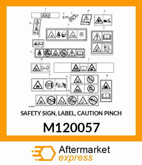 SAFETY SIGN, LABEL, CAUTION PINCH M120057