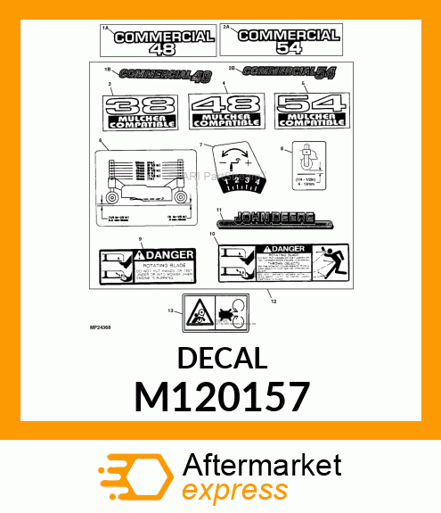 LABEL, 38" /MULCHER COMPATIBLE M120157