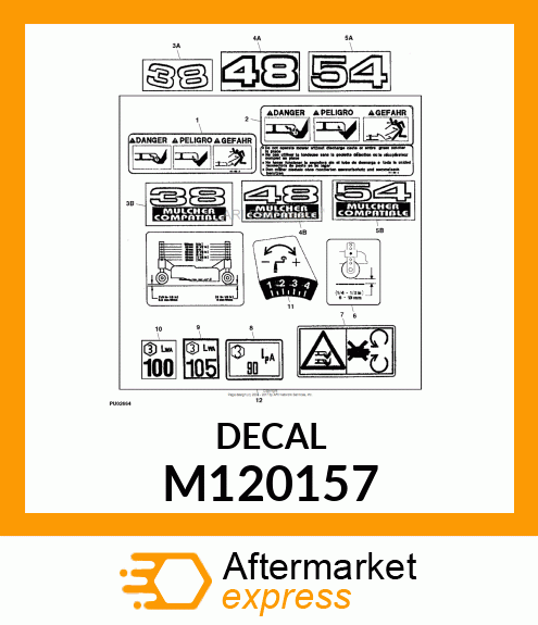 LABEL, 38" /MULCHER COMPATIBLE M120157