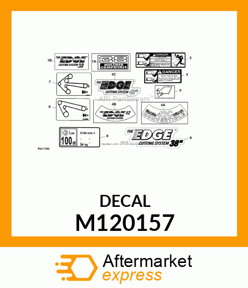 LABEL, 38" /MULCHER COMPATIBLE M120157