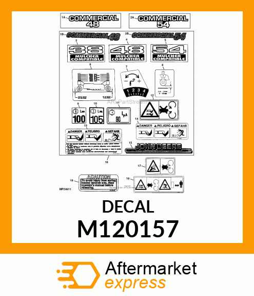 LABEL, 38" /MULCHER COMPATIBLE M120157