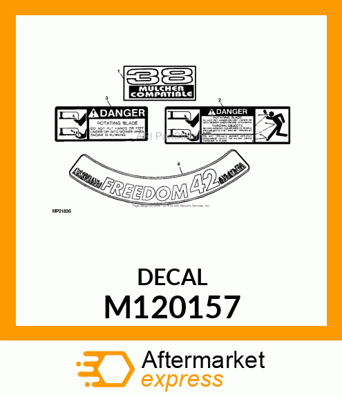 LABEL, 38" /MULCHER COMPATIBLE M120157