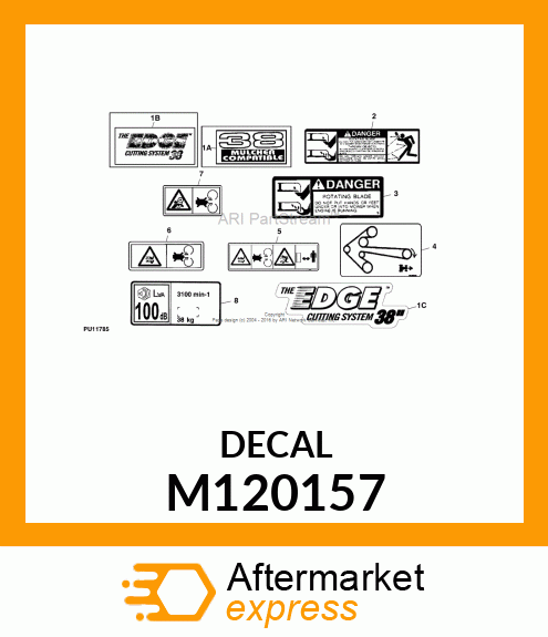 LABEL, 38" /MULCHER COMPATIBLE M120157