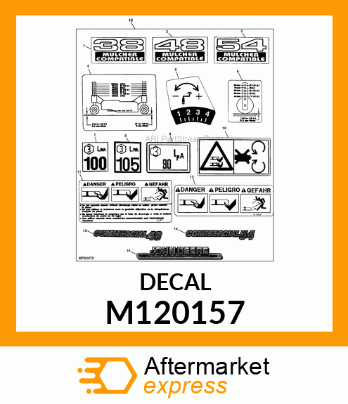 LABEL, 38" /MULCHER COMPATIBLE M120157