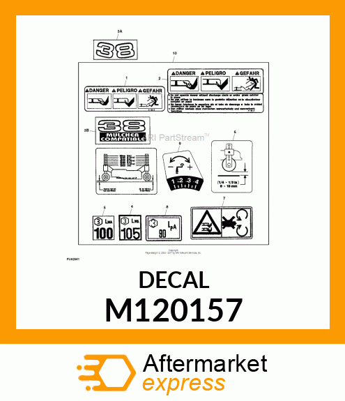 LABEL, 38" /MULCHER COMPATIBLE M120157