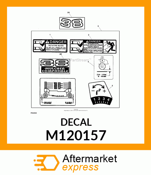 LABEL, 38" /MULCHER COMPATIBLE M120157