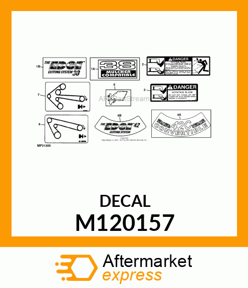 LABEL, 38" /MULCHER COMPATIBLE M120157