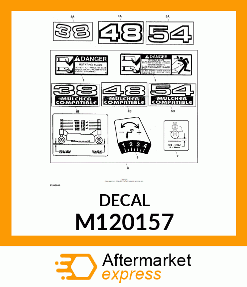 LABEL, 38" /MULCHER COMPATIBLE M120157