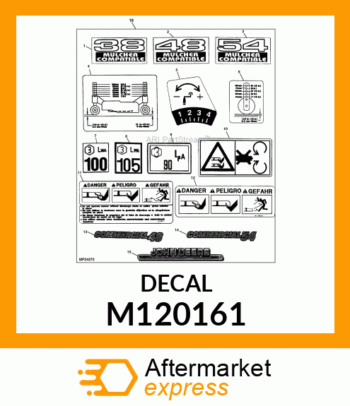 LABEL, LABEL, 54" MULCH COMPATIBLE M120161