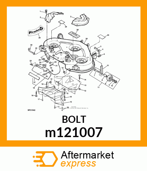 BOLT, M8X1.25X16 HX FLG JDS123 m121007