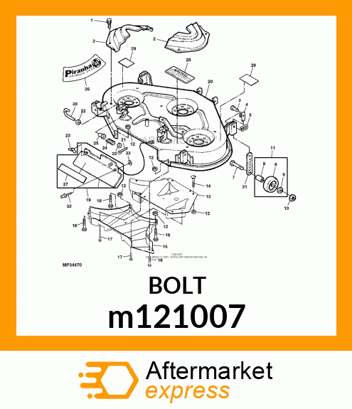 BOLT, M8X1.25X16 HX FLG JDS123 m121007