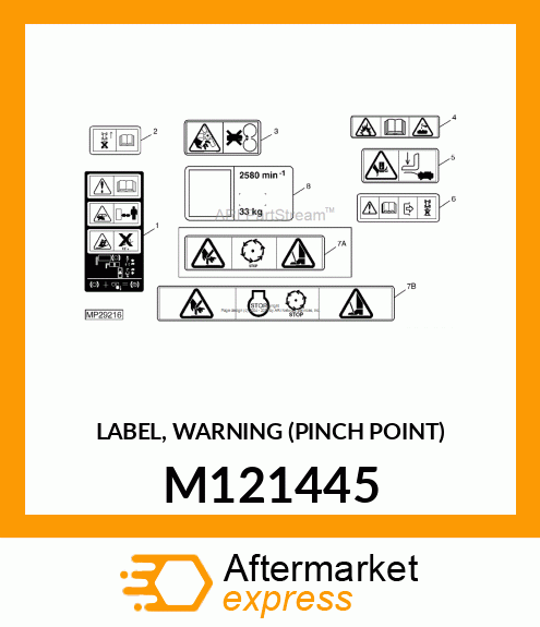 LABEL, WARNING (PINCH POINT) M121445