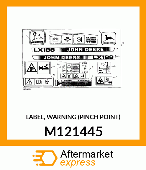 LABEL, WARNING (PINCH POINT) M121445