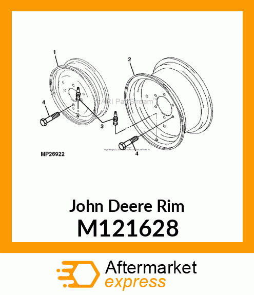 WHEEL, 12X9.50 (16 INSET) M121628