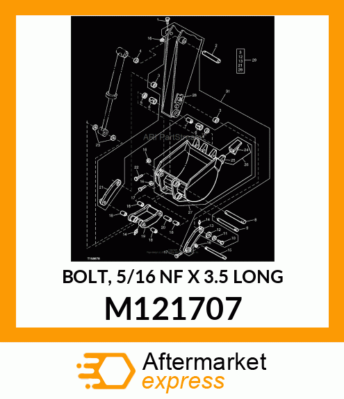 BOLT, 5/16 NF X 3.5 LONG M121707