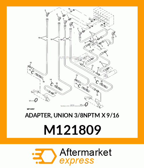 ADAPTER, UNION 3/8NPTM X 9/16 M121809