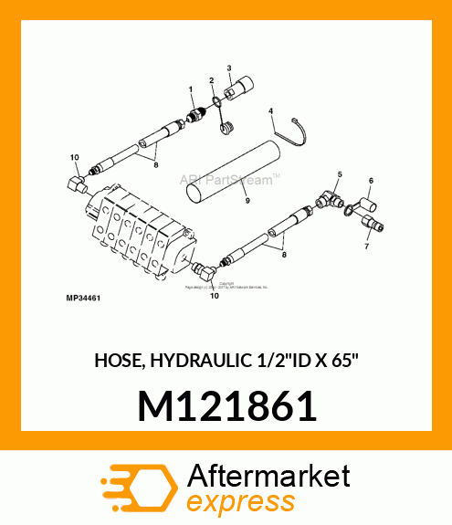 HOSE, HYDRAULIC 1/2"ID X 65" M121861