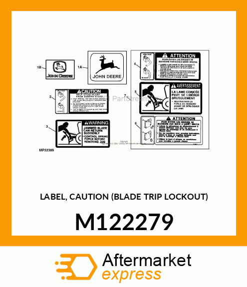 LABEL, CAUTION (BLADE TRIP LOCKOUT) M122279