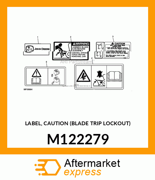 LABEL, CAUTION (BLADE TRIP LOCKOUT) M122279