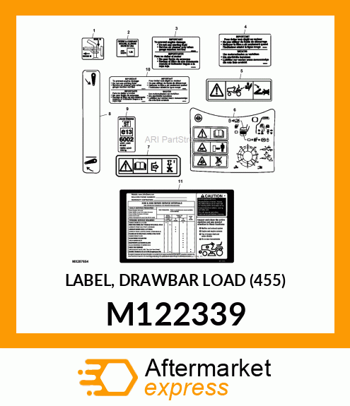 LABEL, DRAWBAR LOAD (455) M122339