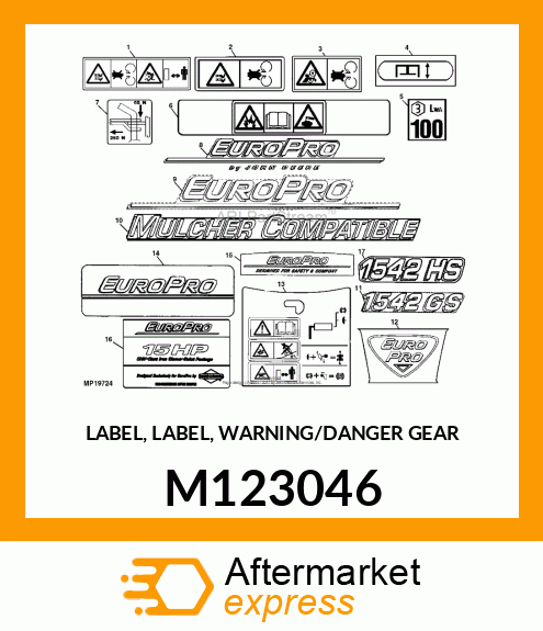 LABEL, LABEL, WARNING/DANGER GEAR M123046