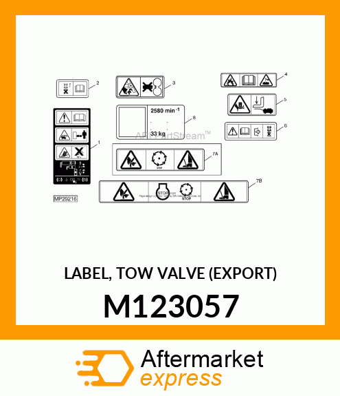 LABEL, TOW VALVE (EXPORT) M123057