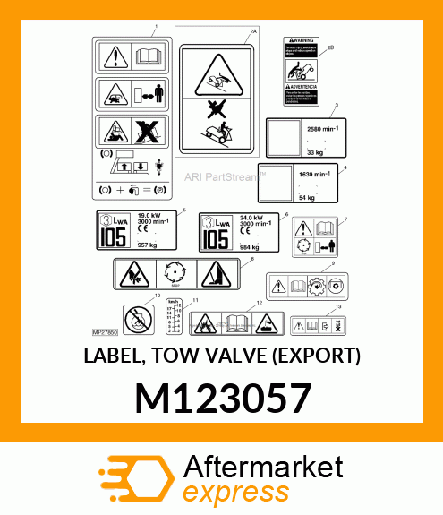 LABEL, TOW VALVE (EXPORT) M123057