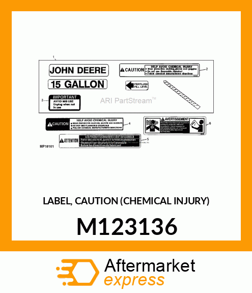 LABEL, CAUTION (CHEMICAL INJURY) M123136