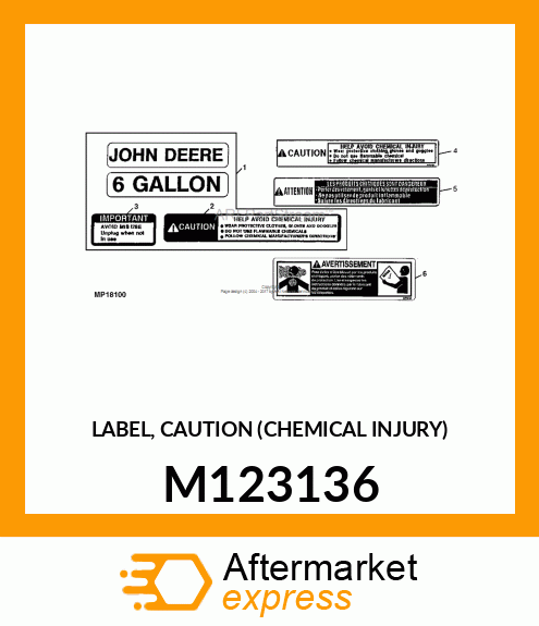 LABEL, CAUTION (CHEMICAL INJURY) M123136