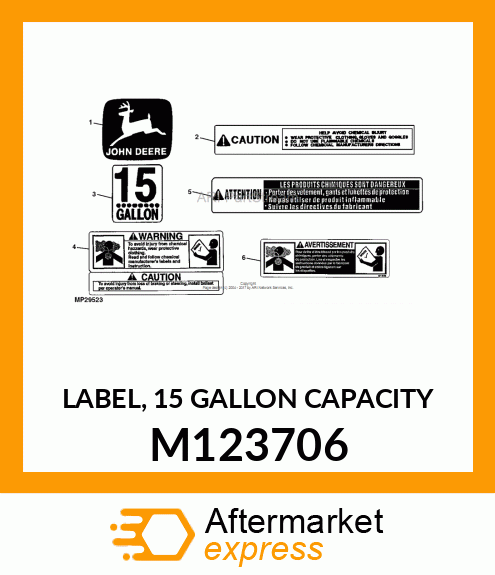 LABEL, 15 GALLON CAPACITY M123706