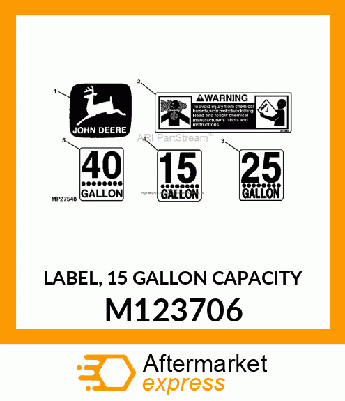 LABEL, 15 GALLON CAPACITY M123706